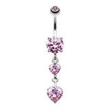 Dixi Crystal Heart Belly Ring - Dangling Belly Ring. Navel Rings Australia.