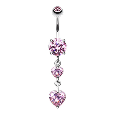 Dixi Crystal Heart Belly Ring - Dangling Belly Ring. Navel Rings Australia.