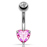 Classic Prong Heart Belly Ring in 14K White Gold - Fixed (non-dangle) Belly Bar. Navel Rings Australia.