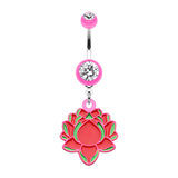 The Lotus Flower Dangly Belly Ring - Dangling Belly Ring. Navel Rings Australia.