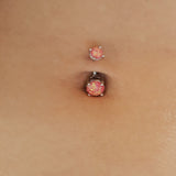 Classic Prong Opal Gleam Belly Bars - Basic Curved Barbell. Navel Rings Australia.