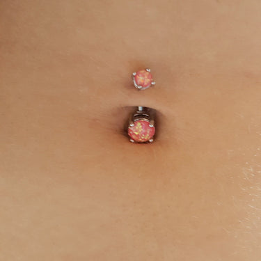 Classic Prong Opal Gleam Belly Bars - Basic Curved Barbell. Navel Rings Australia.