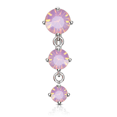 Opaline Top Drop Belly Bar - Reverse Top Down Belly Ring. Navel Rings Australia.