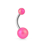 Matte Finish Pearlish Belly Bars - Basic Curved Barbell. Navel Rings Australia.