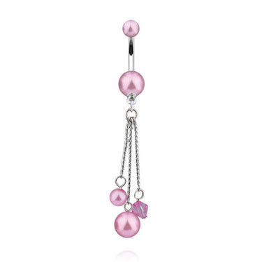 Pearl Chandelier Belly Rings - Dangling Belly Ring. Navel Rings Australia.