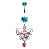 Moonlit Butterfly Belly Ring - Dangling Belly Ring. Navel Rings Australia.