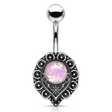 Mimi Pink Tribal Belly Bar - Fixed (non-dangle) Belly Bar. Navel Rings Australia.