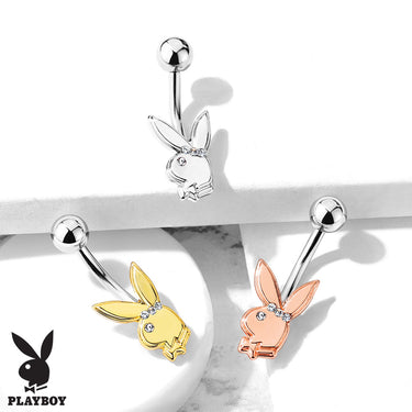 Official ©Playboy Classics Belly Ring with Rose Gold Plating - Fixed (non-dangle) Belly Bar. Navel Rings Australia.