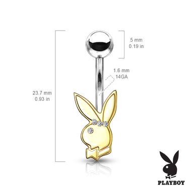 Official ©Playboy Classics Belly Ring with Rose Gold Plating - Fixed (non-dangle) Belly Bar. Navel Rings Australia.