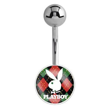 Officially Licensed Playboy Bunny Logo Belly Bars - Basic Curved Barbell. Navel Rings Australia.