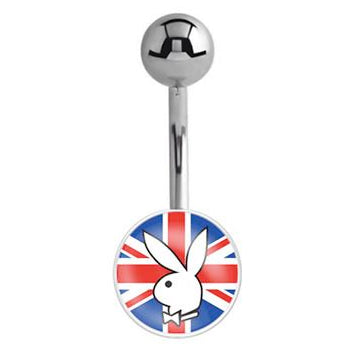 Officially Licensed Playboy Bunny Logo Belly Bars - Basic Curved Barbell. Navel Rings Australia.