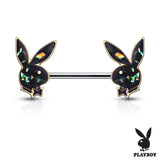 Opal Gleam Playboy Bunny Nipple Bar with Gold Plating - Nipple Ring. Navel Rings Australia.