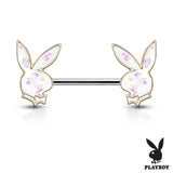 Opal Gleam Playboy Bunny Nipple Bar with Gold Plating - Nipple Ring. Navel Rings Australia.
