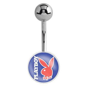 Officially Licensed Playboy Bunny Logo Belly Bars - Basic Curved Barbell. Navel Rings Australia.