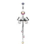 Polka Dot Party Bow Belly Ring - Dangling Belly Ring. Navel Rings Australia.