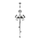 Polka Dot Party Bow Belly Ring - Dangling Belly Ring. Navel Rings Australia.