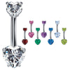Loved Up Gem 14K White Gold Belly Rings