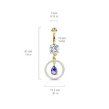 Purple Rain Belly Dangle with Rose Gold Plating - Dangling Belly Ring. Navel Rings Australia.