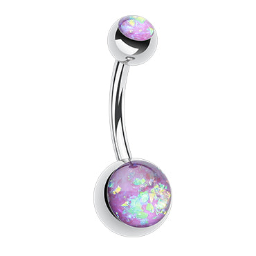 Double Gem Opal Gleam Classique Belly Bars - Basic Curved Barbell. Navel Rings Australia.