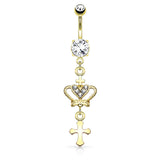 Queen of the Gods Belly Ring with Gold Plating - Dangling Belly Ring. Navel Rings Australia.