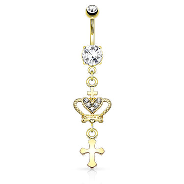Queen of the Gods Belly Ring with Gold Plating - Dangling Belly Ring. Navel Rings Australia.
