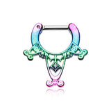 Amarhus Tribal Septum Clicker in Rainbow Titanium - Septum. Navel Rings Australia.