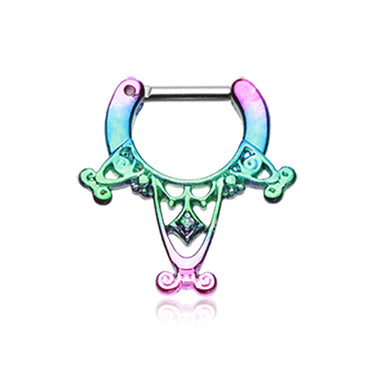 Amarhus Tribal Septum Clicker in Rainbow Titanium - Septum. Navel Rings Australia.