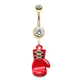 Red Warriors Fighting Mitt Belly Dangle - Dangling Belly Ring. Navel Rings Australia.