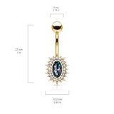 Regal Relics Opal Belly Bar - Fixed (non-dangle) Belly Bar. Navel Rings Australia.