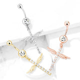 Winging It Cross Belly Dangle - Dangling Belly Ring. Navel Rings Australia.