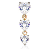 Frankie's Heart Fall Belly Bar with Rose Gold Plating - Reverse Top Down Belly Ring. Navel Rings Australia.