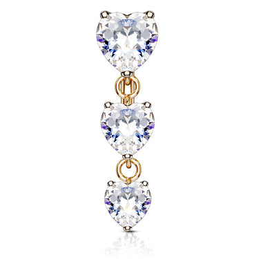 Frankie's Heart Fall Belly Bar with Rose Gold Plating - Reverse Top Down Belly Ring. Navel Rings Australia.