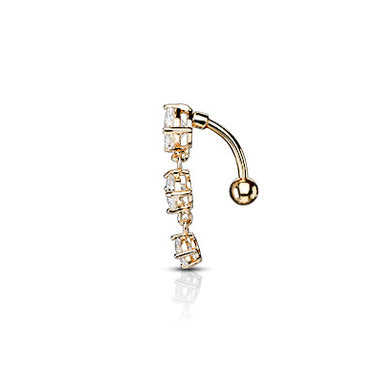 Frankie's Heart Fall Belly Bar with Rose Gold Plating - Reverse Top Down Belly Ring. Navel Rings Australia.