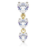 Frankie's Heart Fall Belly Bar with Gold Plating - Reverse Top Down Belly Ring. Navel Rings Australia.