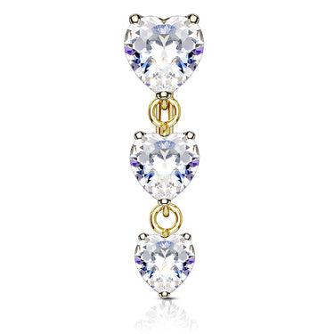 Frankie's Heart Fall Belly Bar with Gold Plating - Reverse Top Down Belly Ring. Navel Rings Australia.