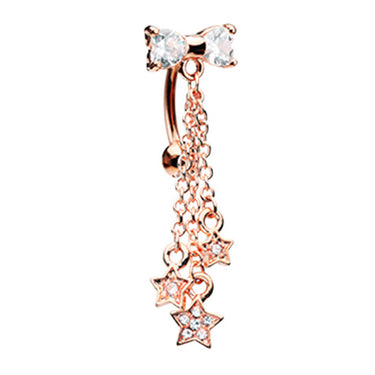 Twilight Drop Reverse Belly Ring in Rose Gold - Reverse Top Down Belly Ring. Navel Rings Australia.