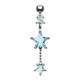 Frosted Star Dangle Belly Piercing Ring - Reverse Top Down Belly Ring. Navel Rings Australia.