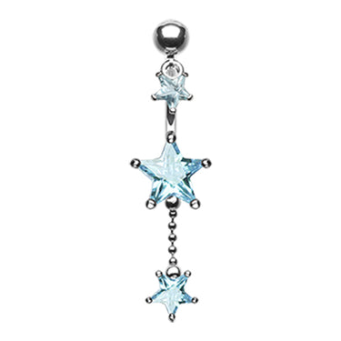 Frosted Star Dangle Belly Piercing Ring - Reverse Top Down Belly Ring. Navel Rings Australia.