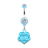 The Immortal Rose Belly Bar - Dangling Belly Ring. Navel Rings Australia.