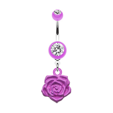 The Immortal Rose Belly Bar - Dangling Belly Ring. Navel Rings Australia.