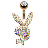 Official ©Playboy Motley Belly Rings with Rose Gold Plating - Fixed (non-dangle) Belly Bar. Navel Rings Australia.