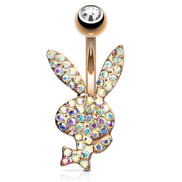 Official ©Playboy Motley Belly Rings with Rose Gold Plating - Fixed (non-dangle) Belly Bar. Navel Rings Australia.
