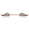 Angelic Wings Nipple Barbell Ring with Rose Gold Plating
