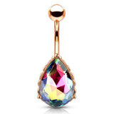 La Femme Teardrops Belly Bar with Rose Gold Plating - Fixed (non-dangle) Belly Bar. Navel Rings Australia.