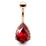 La Femme Teardrops Belly Bar with Rose Gold Plating - Fixed (non-dangle) Belly Bar. Navel Rings Australia.