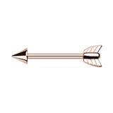 Rose Gold Bow Arrow Nipple Barbell Ring - Nipple Ring. Navel Rings Australia.