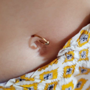 Rose Gold Rounded Gem Ball Captive Belly Ring - Captive Belly Ring. Navel Rings Australia.