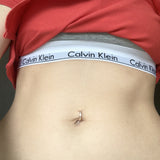 TummyToys® Rose Gold Belly Bar with REAL Champagne Diamonds - TummyToys® Patented Clasp. Navel Rings Australia.