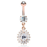 Diamanté Fusion Belly Dangle with Rose Gold Plating - Dangling Belly Ring. Navel Rings Australia.