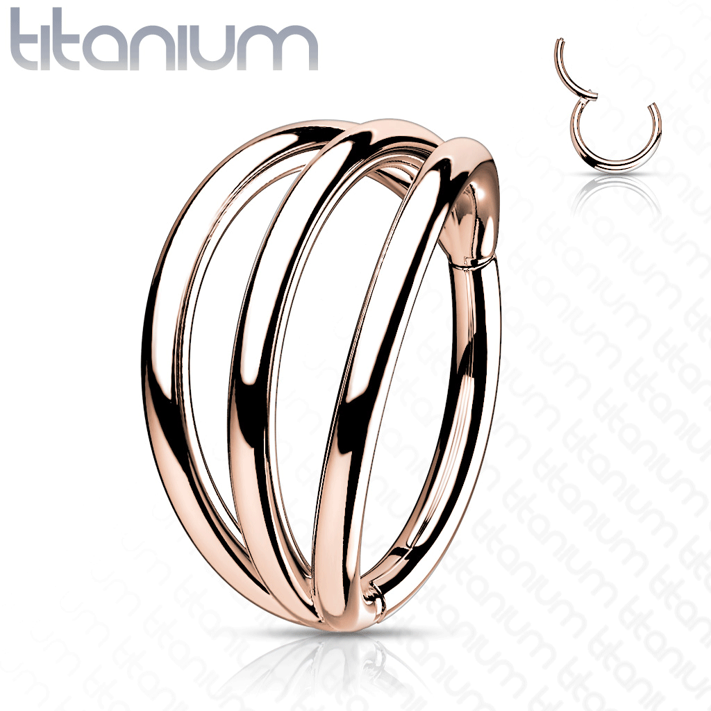 Titanium Rose Gold Plated Halo Earring Hoop Collection. Helix. 16g